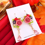 一点限定❣️薔薇🌹✨️ お洒落 華やか ジルコニア ハンドメイド ピアス イヤリング