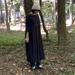 ★秋冬の【120】ギャザーワンピース　ネイビー