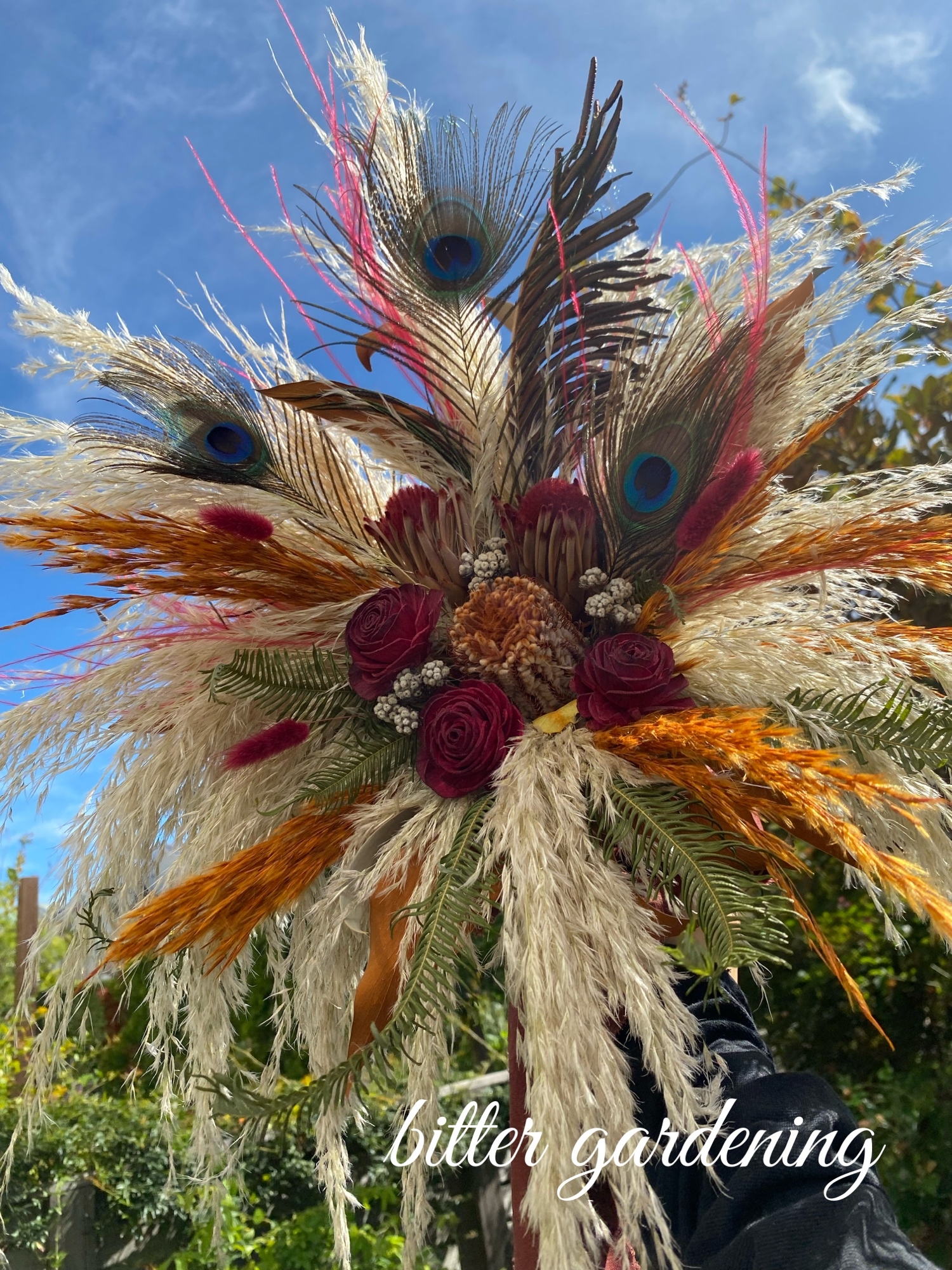 Bohemian Style ネイティブフラワー孔雀フェザーbouquet 4,666円
