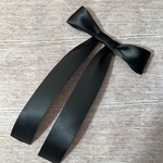25TEシンプルサテンリボン 選べるブローチヘアクリップ 黒25mm幅　25TE
