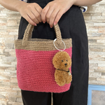 プードルキーホルダー付きトートバッグ