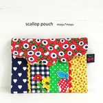 ：SALE：スカラップポーチ　＊ヴィンテージ　チェックとお花＊