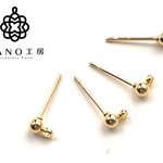 NEW！ステンレス製  3ミリ ボールピアス カン付き 横向き　ゴールド 【spc-67B】 10個 ★シリコンキャッチ付き★丸玉カン付きピアス ボールピアス