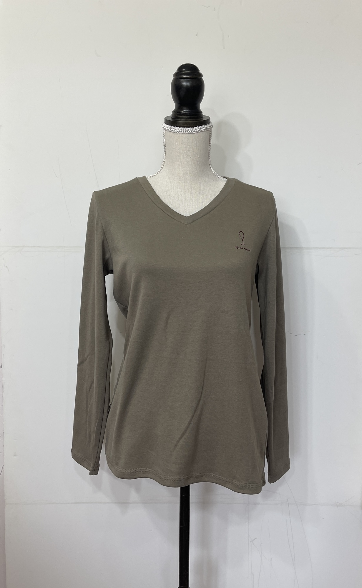 オリジナルVネック長袖Tシャツ　カーキL