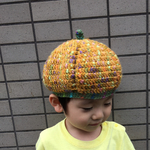 ハロウィン★ぷっくり渋色かぼちゃ帽子キッズ用