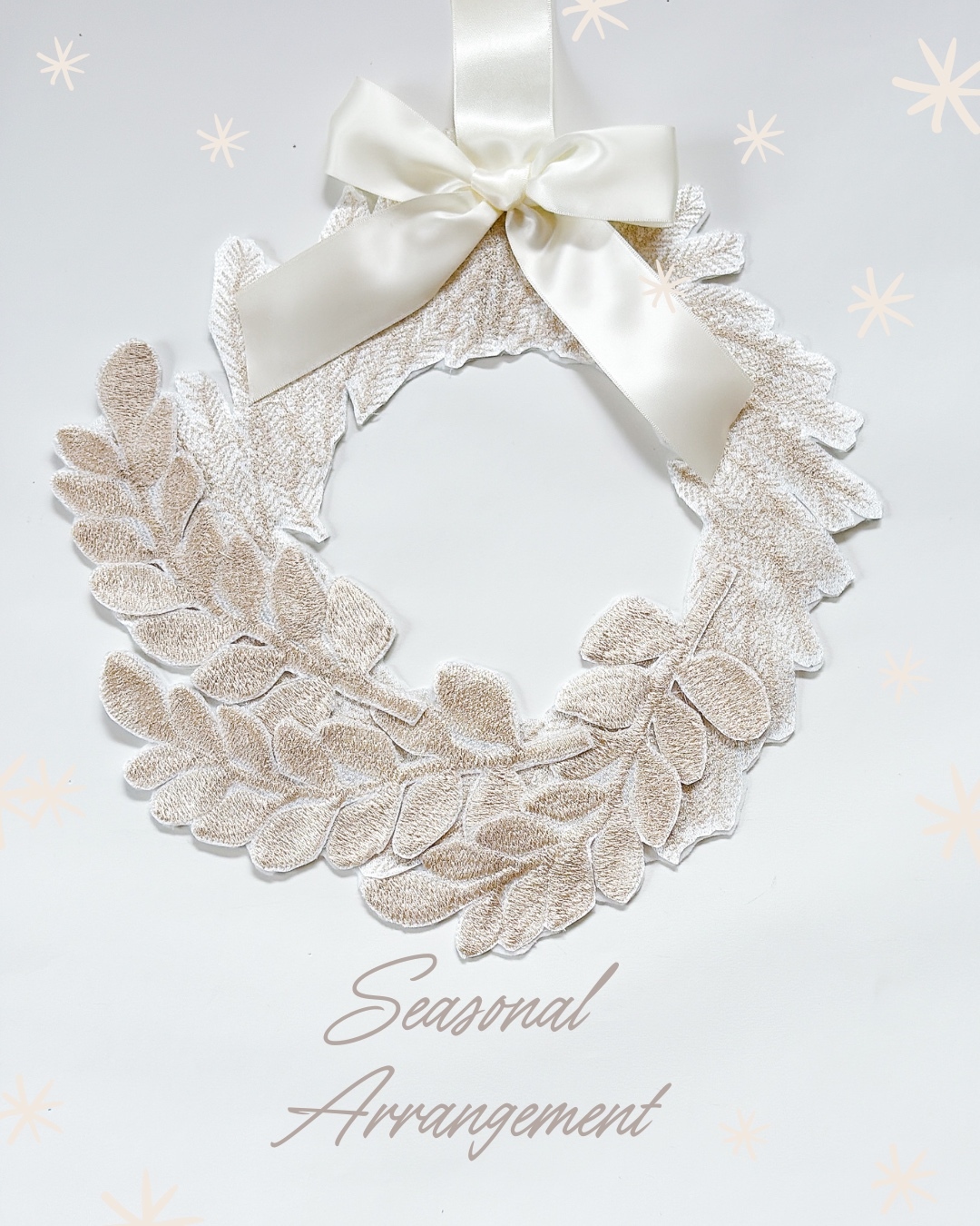白の世界・刺繍リース　クリスマス