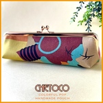 コンパクトがま口ペンケース カラフルアフロガール柄 （暖色系） USAコットン プチギフト 筆箱 眼鏡ケース 贈り物