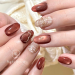 選べるカラー🍨𝖭𝗈ë𝗅 𝖡𝗂𝗃𝗈𝗎ノエルビジュー ネイルチップ　リボン　ツイード　リング　ブライダル　結婚式　成人式　ハート　春　ボルドー　ゴールド　卒業式
