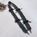 秋色 リバティ　フリル ショルダーベルト　スマホショルダー ストラップ　マリアチェック　ブルー紺　花柄　ヌビバッグ 風