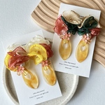 【SALE】【写真左】🧱💛🧁💐3色シフォンフラワーピアス