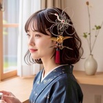 成人式　結婚式　ウエディング　髪飾り　大正ロマン　御祝い水引細工（飛翔の鶴）