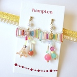 with ribbon 一点物　ピアス/イヤリング