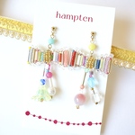 with ribbon 一点物　ピアス/イヤリング