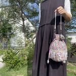 ポシェット 巾着 巾着バッグ サコッシュ インド刺繍 ポシェットインド刺繍 刺繍バッグ インド刺繍 ブロックプリント きんちゃく 巾着バッグ マザーズバッグ ママバッグ
