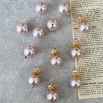 在庫処分〔12個〕ヴィンテージ 　ビーズ　ピンク　ゴールド　チャーム