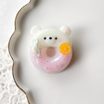 ③マグネット🧲お花のくまドーナツ🧸🍩オレンジ🍊