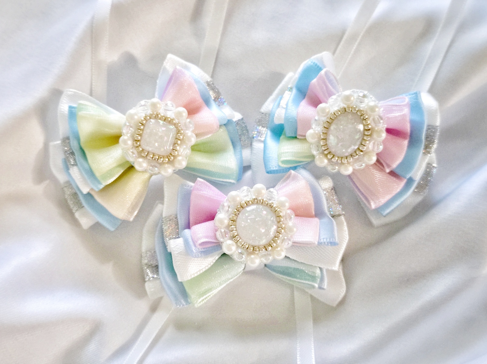 推し色リボンチョーカー【ライトグリーン/ブラウン】ぬいぐるみ用