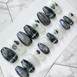 2437.（全サイズ現品販売）ニュアンスフラワー♡ミラーネイルチップ
