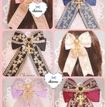 エンブロイダリーパールクロスリボン【ブローチ・ヘアクリップ選択可】クラシカル リボン ロリィタ ゴスロリ メイド 制服 地雷 アイドル プレゼント 病みかわ 十字架 クロス 刺繍 可愛い