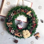 【予約販売】クリスマス✳︎もこもこサンタの クリスマスリース M / ギフトラッピング / 選べるサンタピック付き  / クリスマス /ドライリース / プリザーブドフラワー 