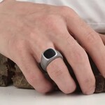 《ステンレス》20号 matte×black デザインリング【R-1289】