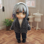 袖ライン入りカーディガン【グレー】❤︎handmade❤︎11cmドールサイズ