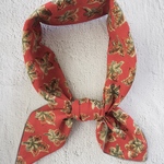 キッズスカーフ　レッド地オレンジフラワー