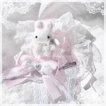 ♡【Sayakadoll original No.2】【受注生産】 天使のうさぎさん付き 編み上げリボンヘッドドレス baby pink ♡