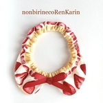 【サイズ調節可能】猫用首輪　ねこ用首輪　「猫くびわ　襟付き　苺ケーキ」シュシュ首輪　シュシュくびわ　ねこ用くびわゴム　布幅2cm 