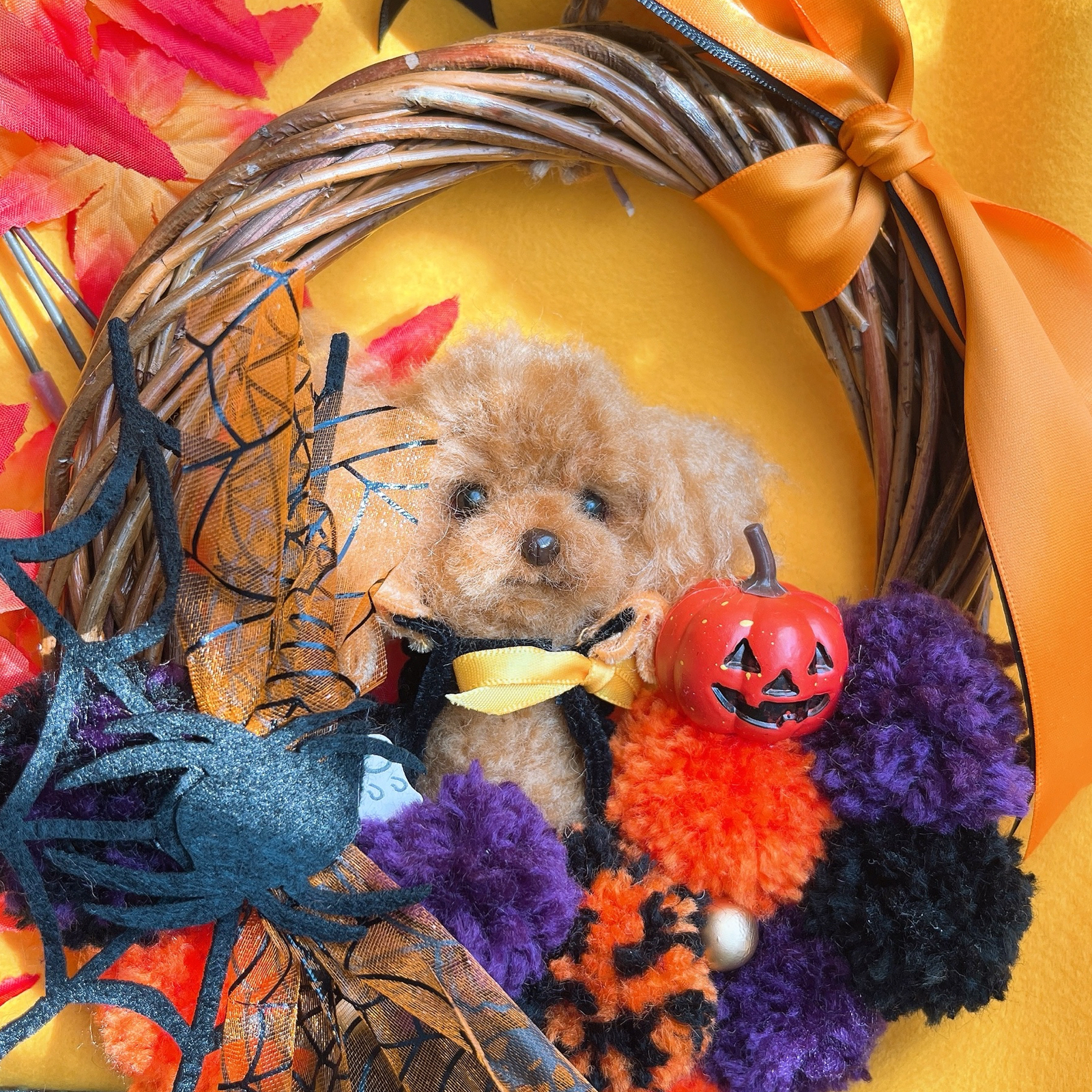 ♡ハロウィン リース トイプードル 羊毛フェルト♡ - ☆ちゃみちくちく 