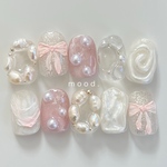 jelly ribbon ― パールが揺れる大人可愛いリボンネイル