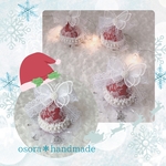 雪の魔法❄️チュールレースのクリスマスサンタハット🎄ヘアクリップ　ヘッドドレス　おうちフォト　パーティーハット　犬、猫
