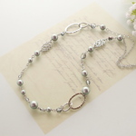 グレーパールロングネックレス