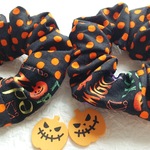 ＊ハロウィン＊ミニシュシュ＊ドット柄(オレンジ)＊*。・ﾟ・＊