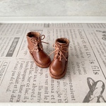  [完成品] ネオブライス  ピュアニーモS ドール靴　レースアップショートブーツ　ステッチ＆ヒール　【チョコ】