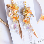 金木犀　ピアス　イヤリング　ディップアート　レジン　サージカルステンレス　