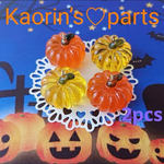 ハロウィン★少し大きめの2色カボチャのチャーム★パーツ/②個入