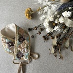  【再販】太め　ハンドストラップ　インド刺繍リボン　スマホストラップ　ゴールドパステル