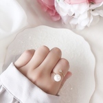 リング 指輪 パール ホワイトパール 一粒パール ゴールド アクセサリー フリーサイズ 上品 フェミニン パーティギフト プレゼント 淡水パール 可愛い ガーリー ビジュー