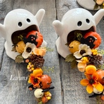 おばけハロウィン　秋を楽しむ置物です　　蜘蛛の巣敷物はオプションで　2025