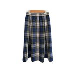 ［1点のみ］ウール100%のタータンチェックのフレアスカート(ブルー)