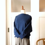 9分袖スウェットプルオーバー(ネイビーブルー）