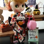 ミディブライスの　ハロウィンなお着物