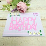 世界に１つ✨大きなダイカットロゴのBirthdayカード(ピンク＆パープル)
