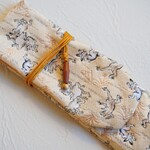 鳥獣戯画の金襴　篠笛袋