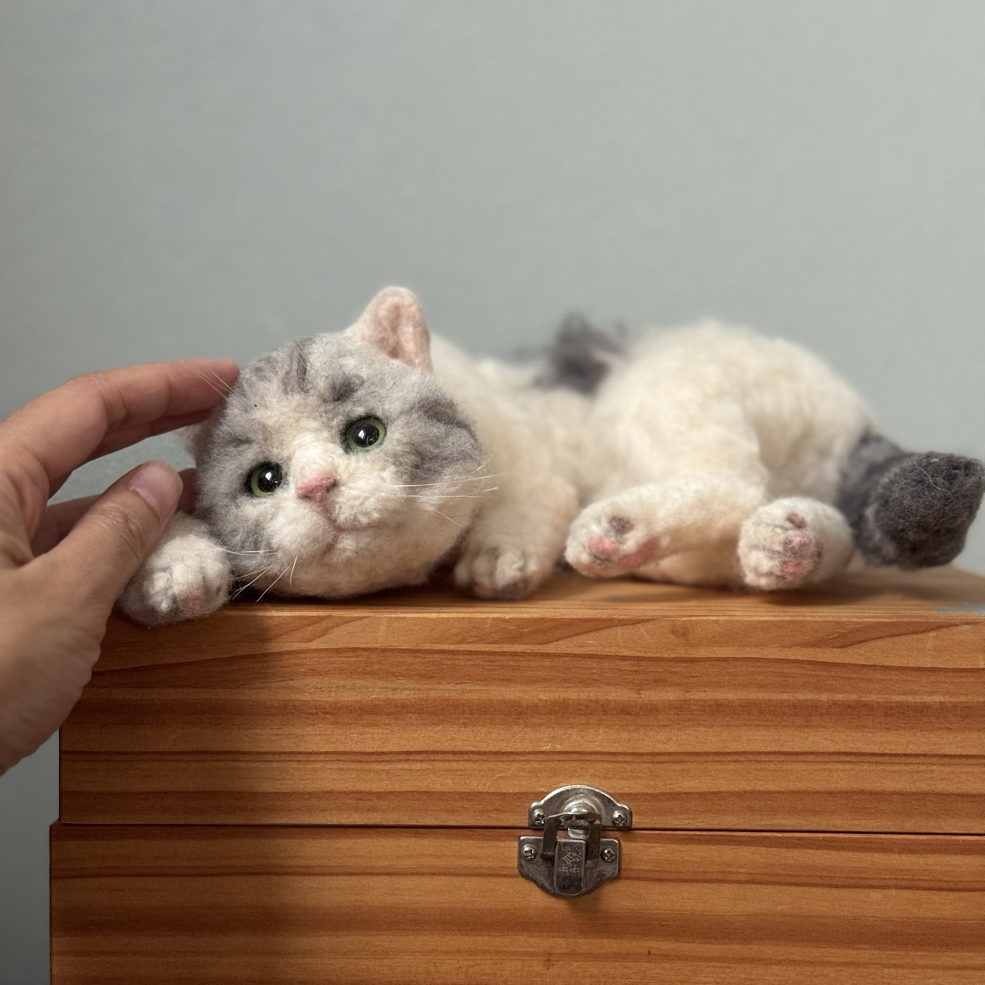 手乗り子猫 チンチラゴールデン 羊毛フェルト ぬいぐるみ 長毛