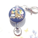 【再販】レジンアクセサリー レジンキーホルダー   シュナウザー　犬　DOG　リールキーホーダー　/　　群青