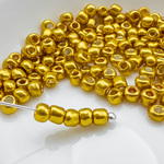 ＊30g＊ ガラスビーズ シードビーズ （600個前後）メタルゴールド ラウンド 3mm 8/0 bz210s