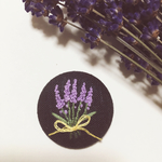 【再販】ラベンダーの花束(ネイビー) 刺繍ブローチ