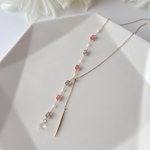 【受注販売】花しだれネックレス（ブルーグレー・ピンク）